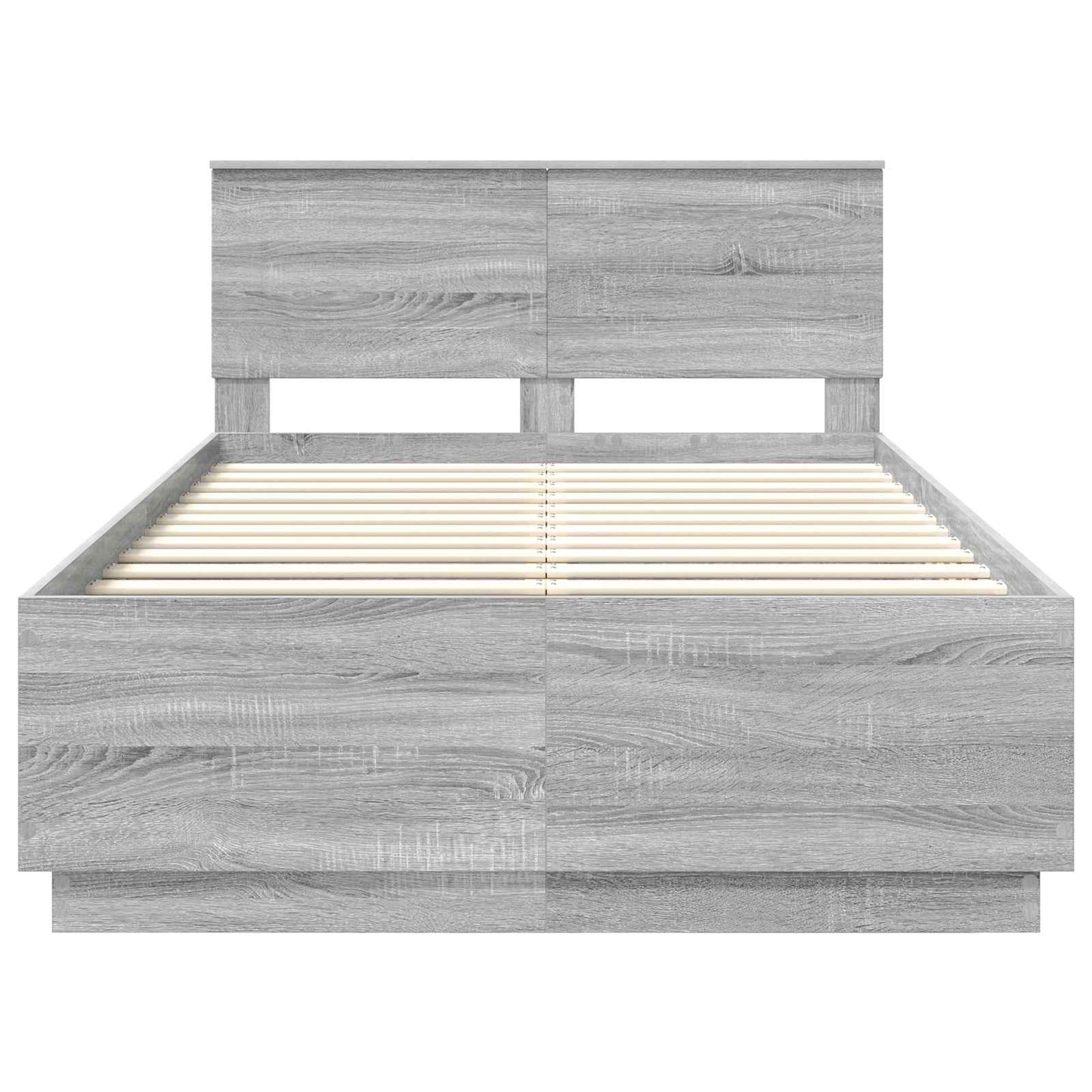 Bed Frame Grey Sonoma 135 x 190 cm Engineered Wood