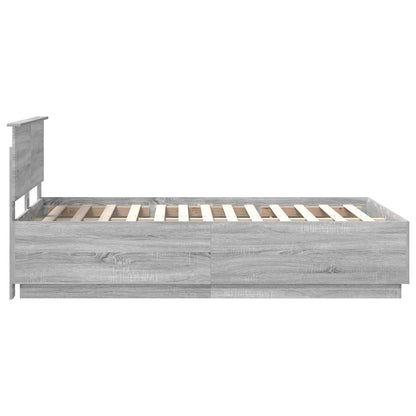 Bed Frame Grey Sonoma 135 x 190 cm Engineered Wood