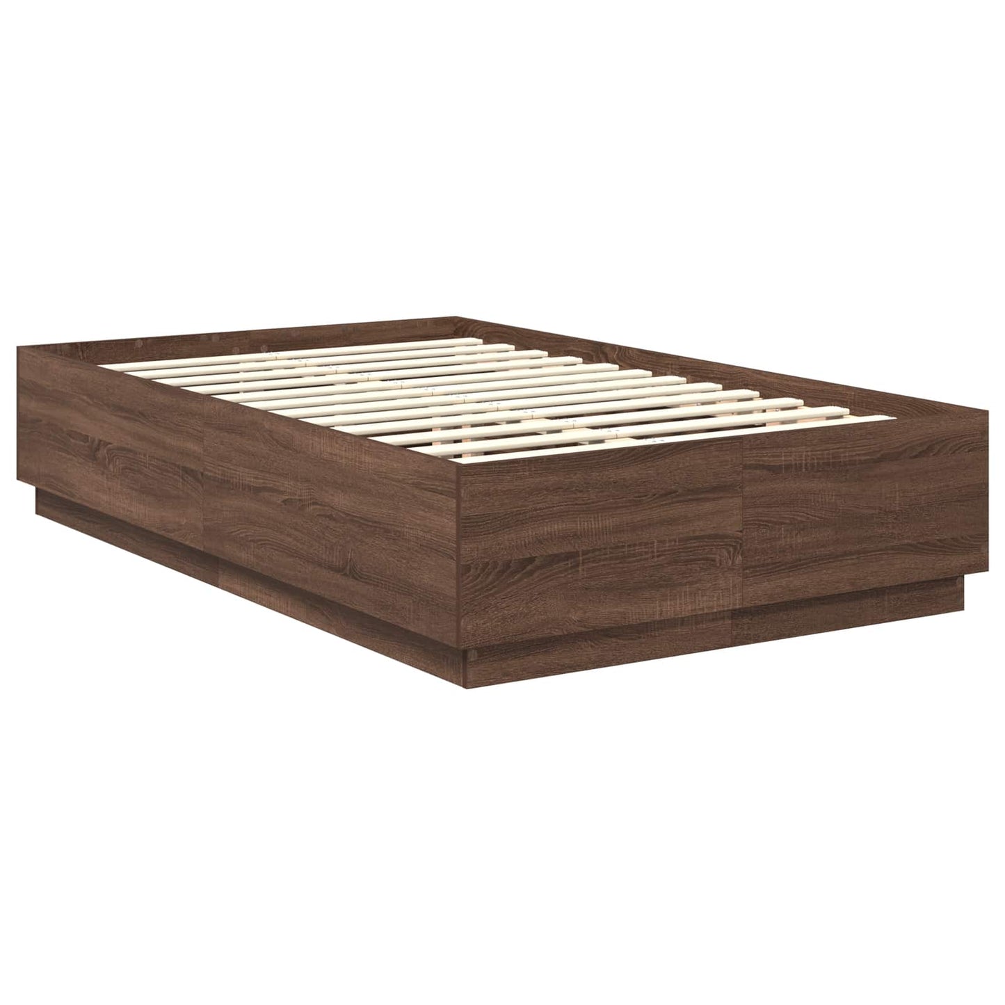 Bed Frame with Headboard Brown Oak 135 x 190 cm Engineered Wood
