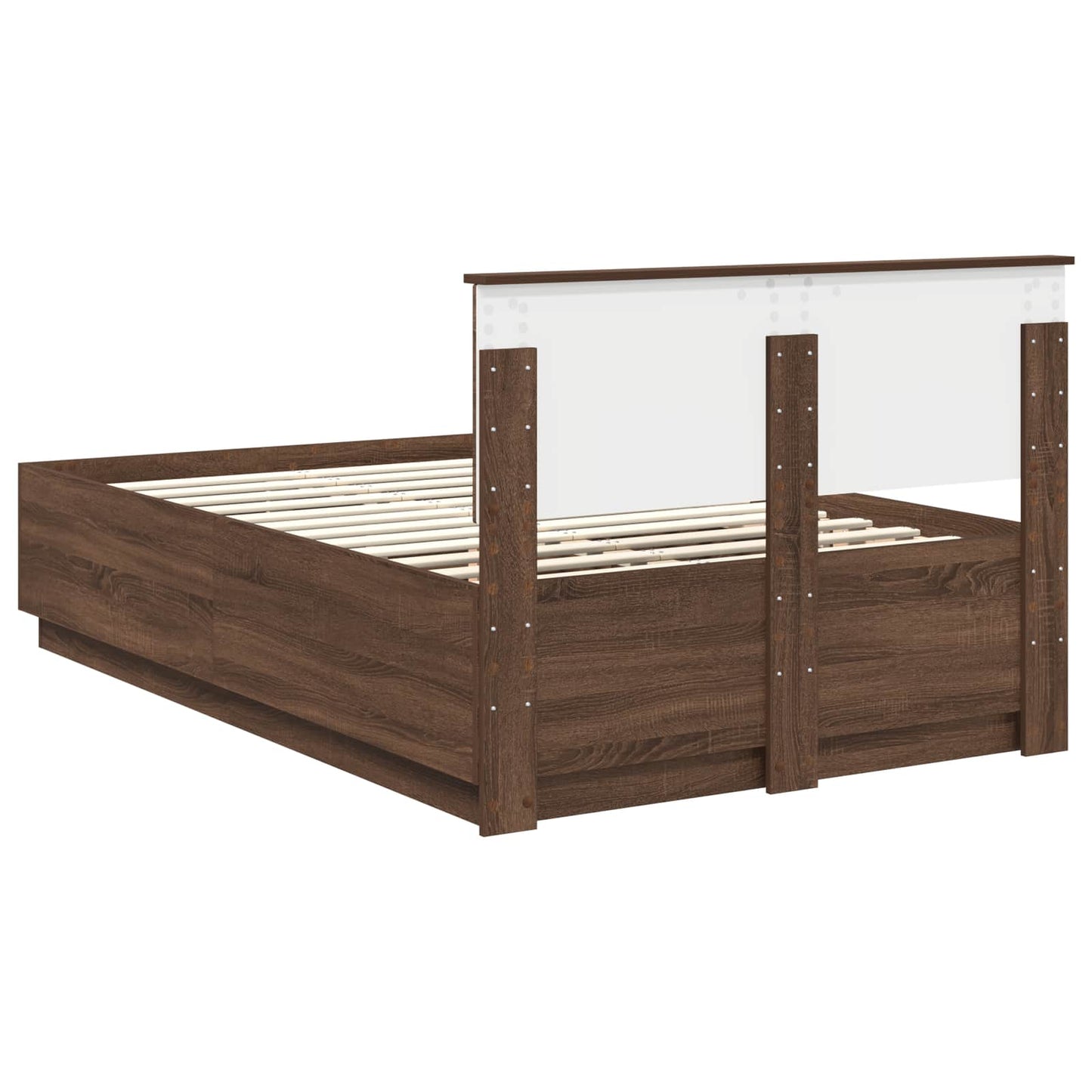 Bed Frame with Headboard Brown Oak 135 x 190 cm Engineered Wood