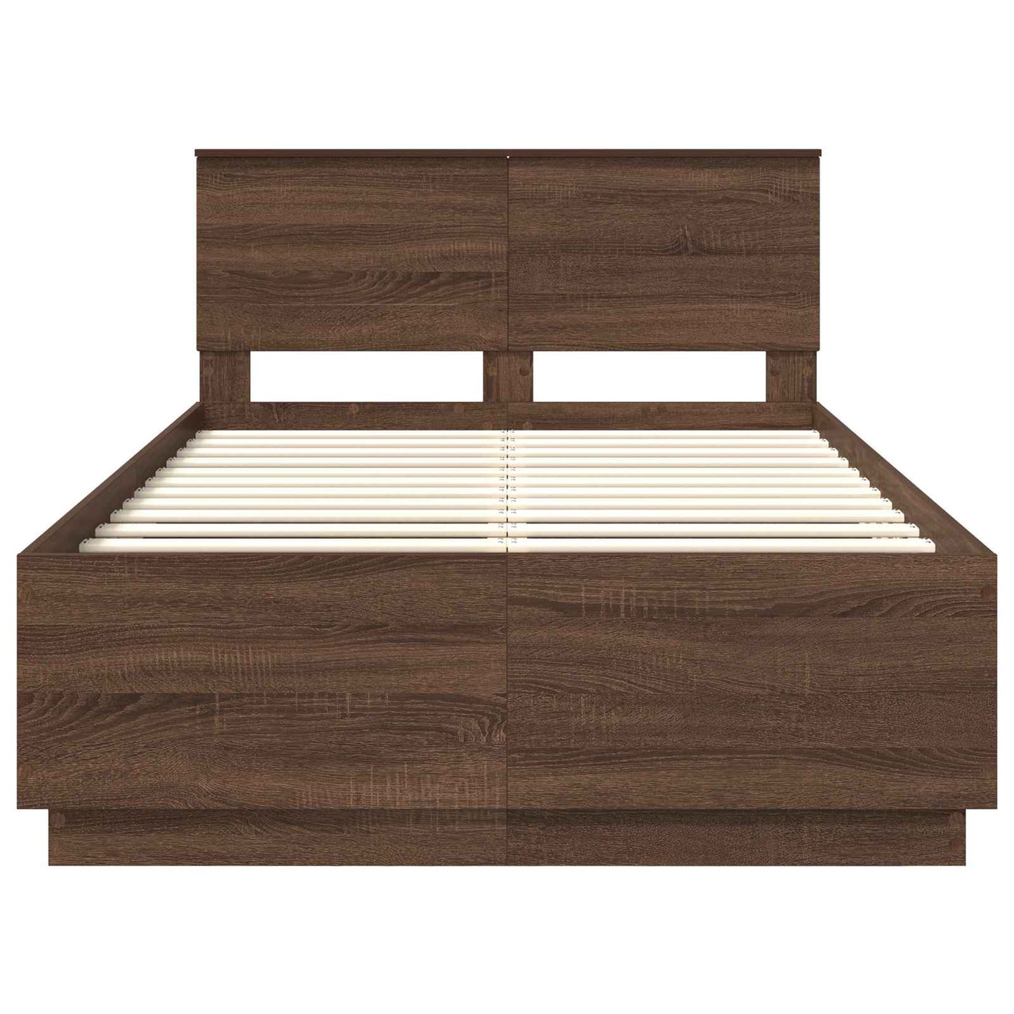 Bed Frame with Headboard Brown Oak 135 x 190 cm Engineered Wood