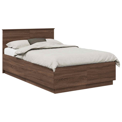 Bed Frame with Headboard Brown Oak 135 x 190 cm Engineered Wood