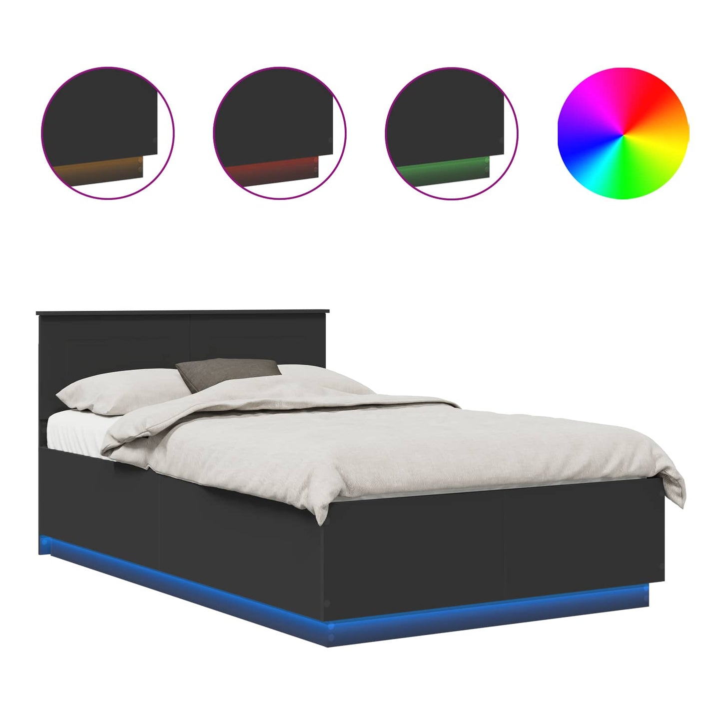 Bed Frame with Headboard Black 120 x 190 cm Engineered Wood