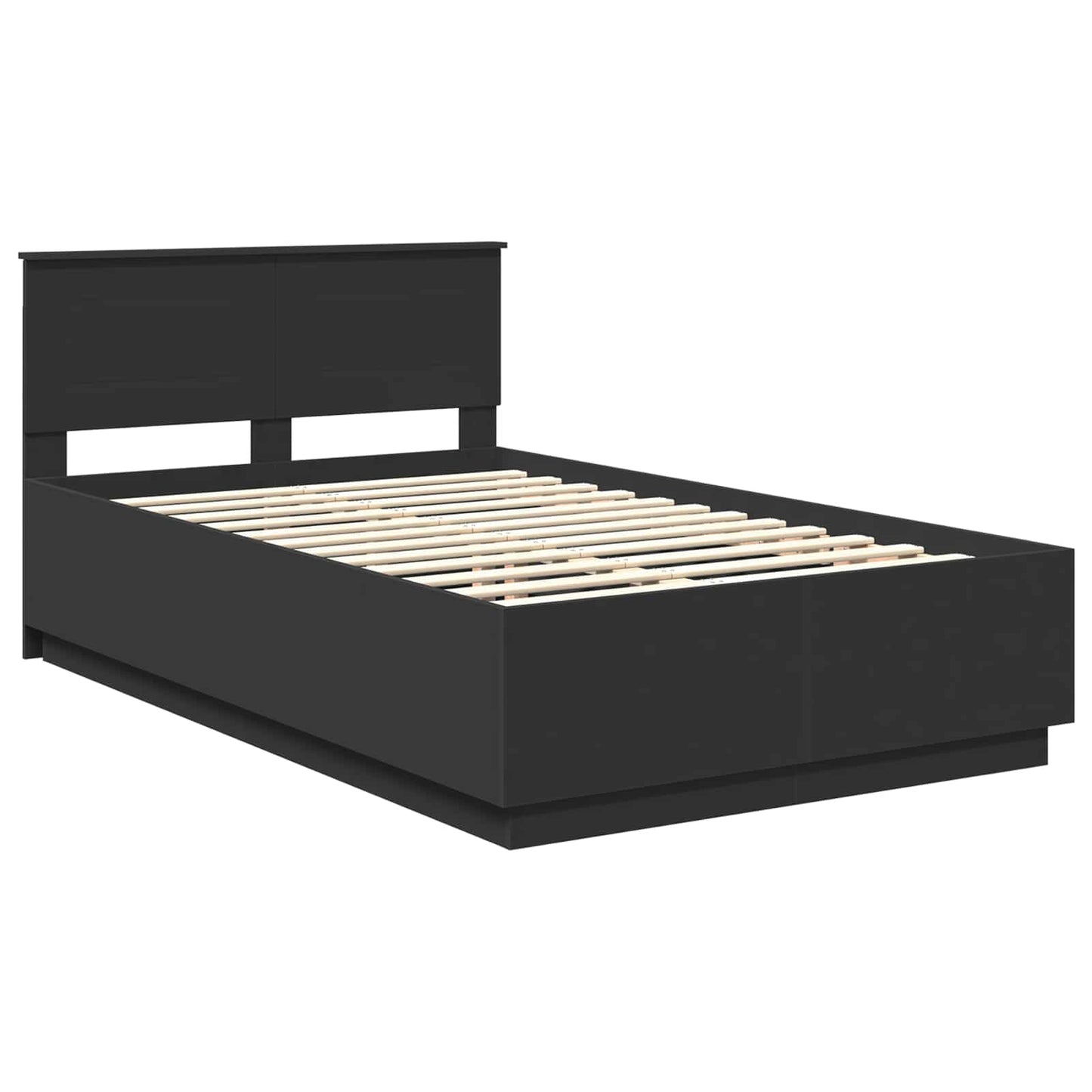 Bed Frame with Headboard Black 120 x 190 cm Engineered Wood