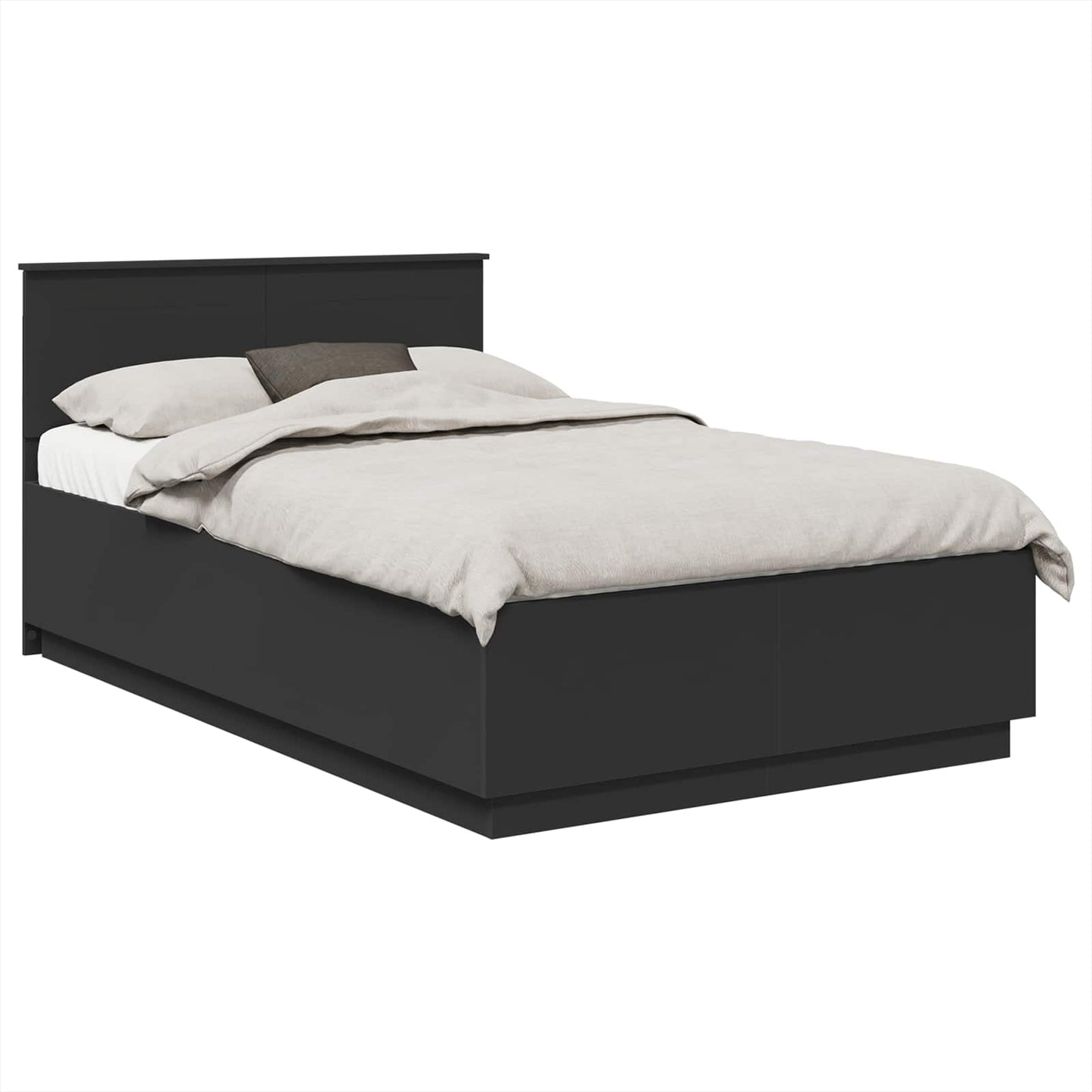 Bed Frame with Headboard Black 120 x 190 cm Engineered Wood