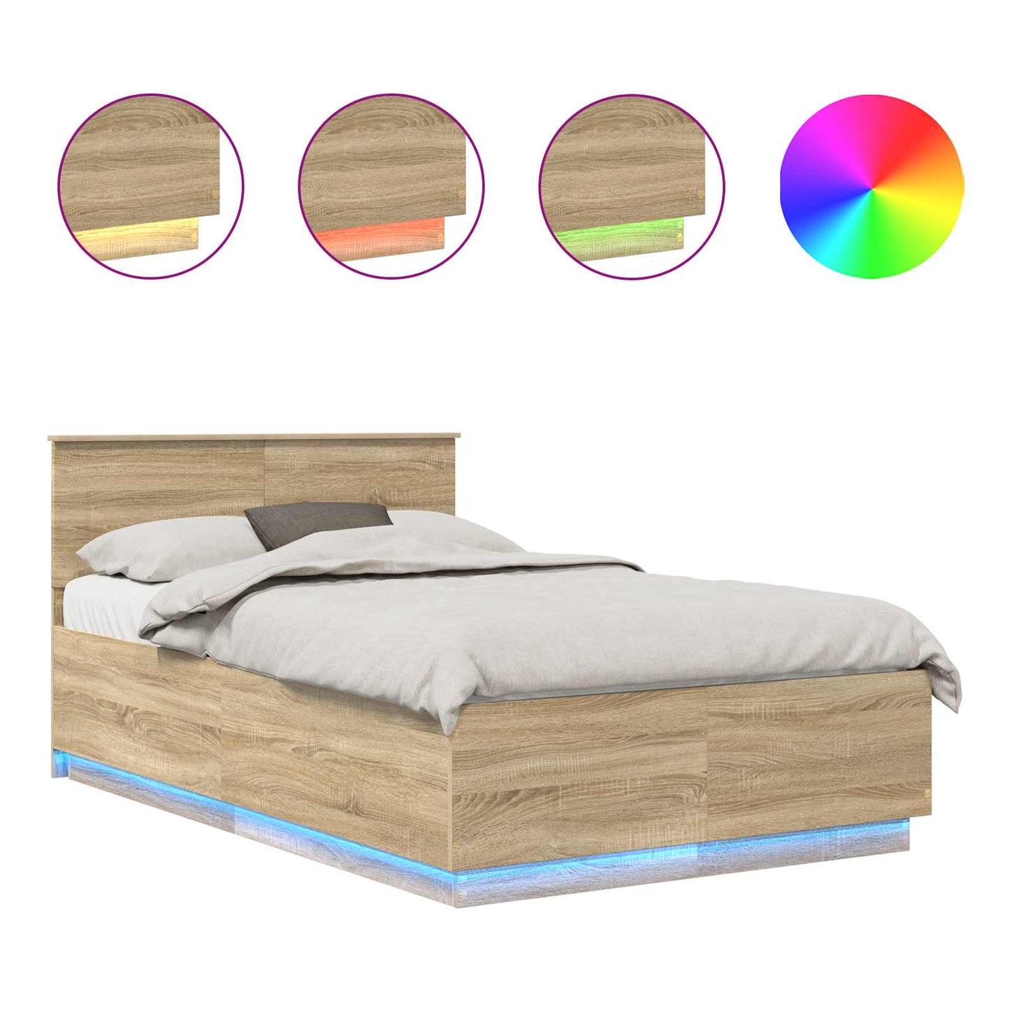 Bed Frame Sonoma Oak 120 x 190 cm Engineered Wood