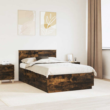 Bed Frame Smoked Oak 120 x 190 cm Engineered Wood