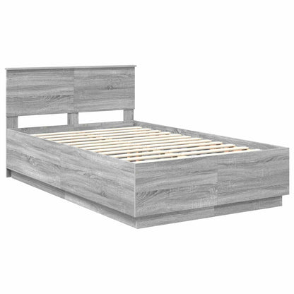 Bed Frame Grey Sonoma 120 x 190 cm Engineered Wood