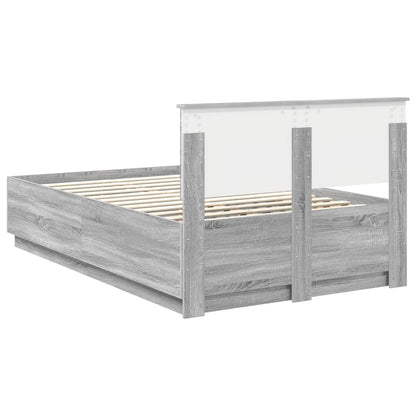 Bed Frame Grey Sonoma 120 x 190 cm Engineered Wood