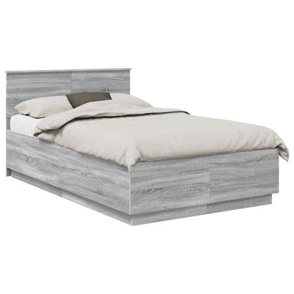 Bed Frame Grey Sonoma 120 x 190 cm Engineered Wood