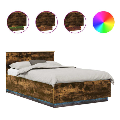 Bed Frame Smoked Oak 120 x 200 cm Engineered Wood