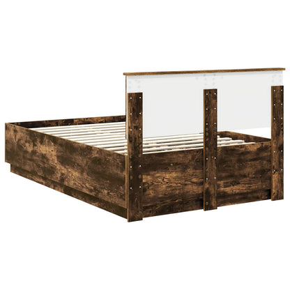 Bed Frame Smoked Oak 120 x 200 cm Engineered Wood