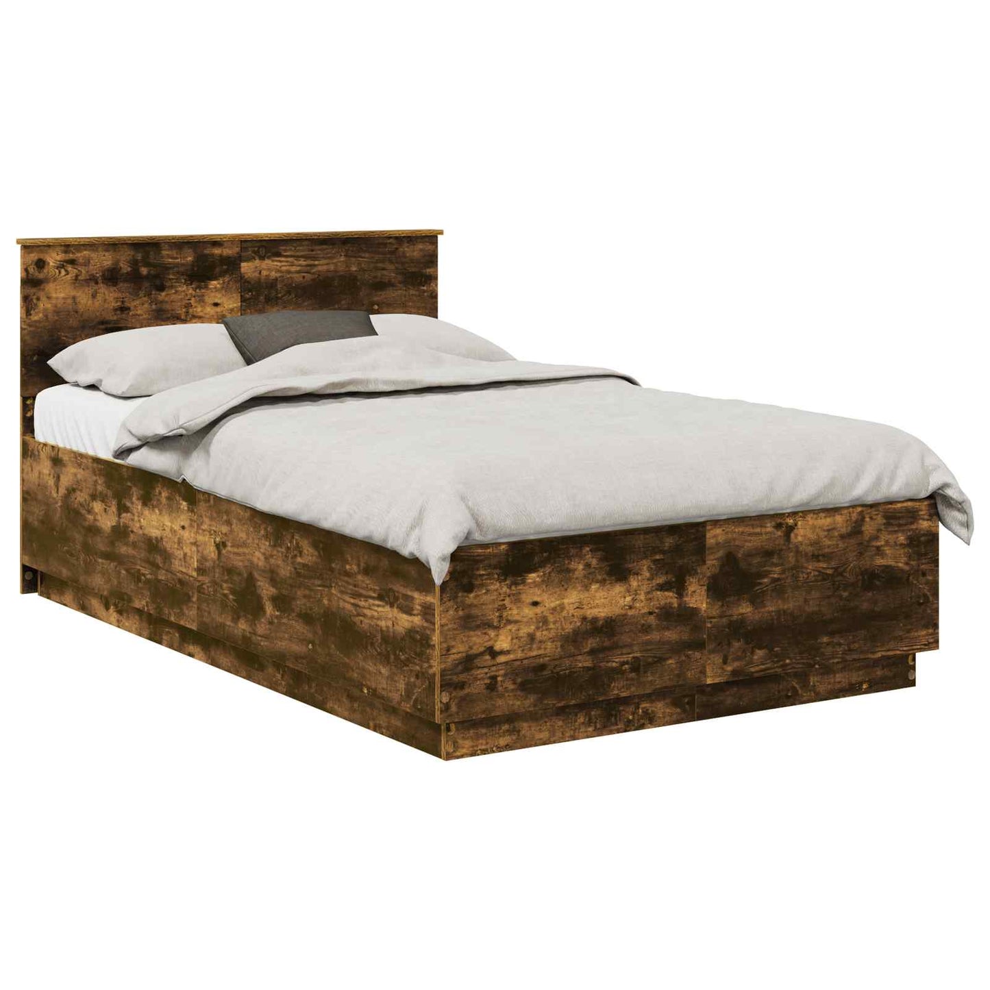 Bed Frame Smoked Oak 120 x 200 cm Engineered Wood