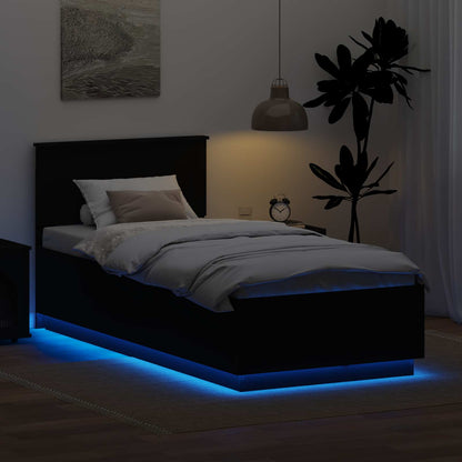 Bed Frame with Headboard Black 100 x 200 cm Engineered Wood