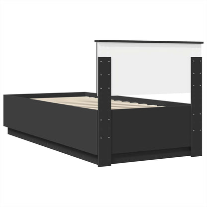 Bed Frame with Headboard Black 100 x 200 cm Engineered Wood
