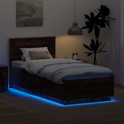 Bed Frame Smoked Oak 100 x 200 cm Engineered Wood