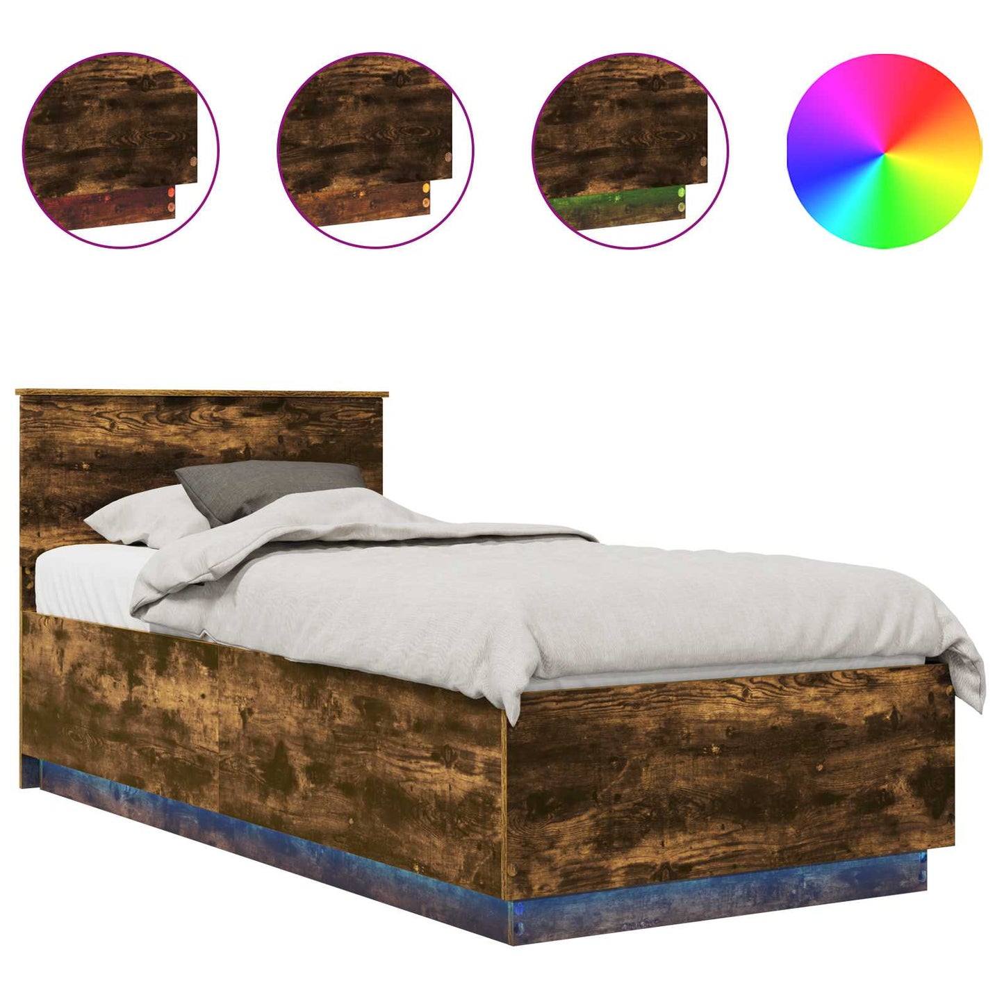 Bed Frame Smoked Oak 100 x 200 cm Engineered Wood