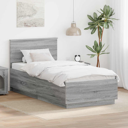 Bed Frame Grey Sonoma 100 x 200 cm Engineered Wood