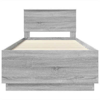 Bed Frame Grey Sonoma 100 x 200 cm Engineered Wood