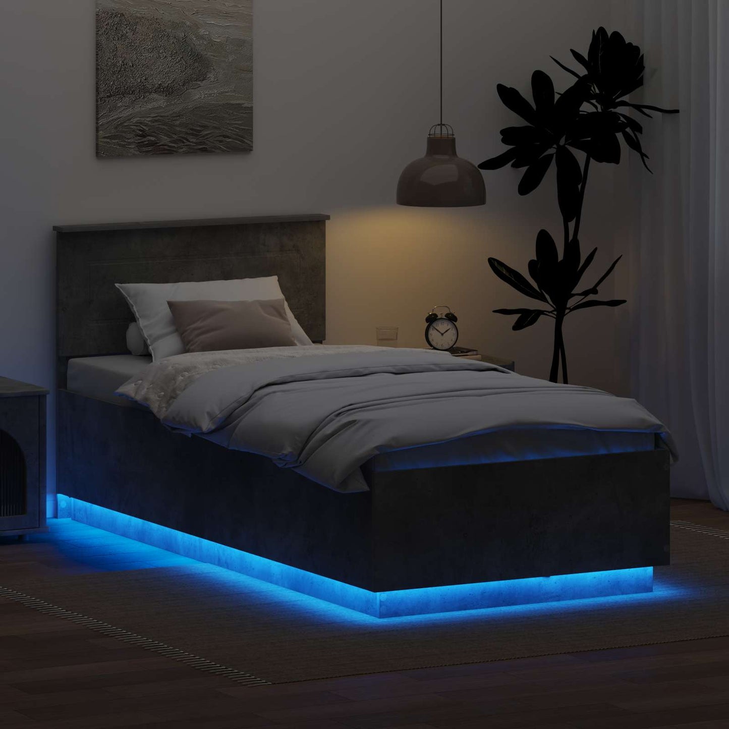 Bed Frame Concrete Grey 90 x 190 cm Engineered Wood