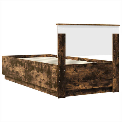Bed Frame with Headboard Smoked Oak 90 x 190 cm Engineered Wood