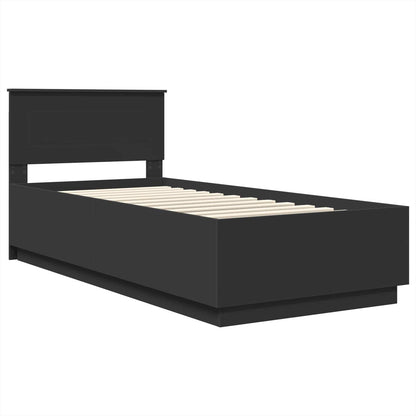 Bed Frame with Headboard Black 90 x 200 cm Engineered Wood