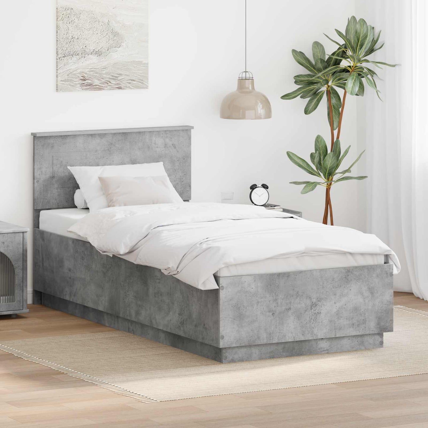 Bed Frame Concrete Grey 90 x 200 cm Engineered Wood