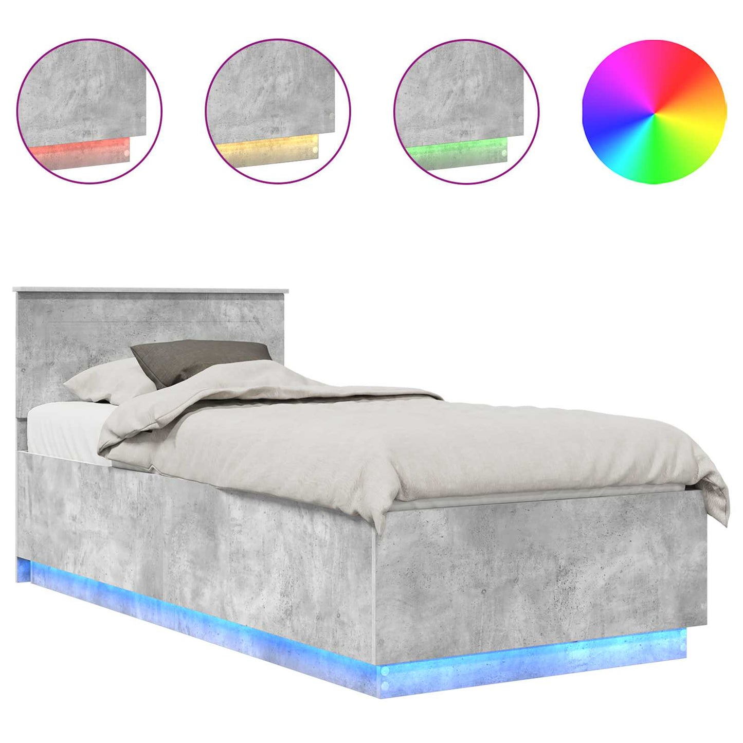 Bed Frame Concrete Grey 90 x 200 cm Engineered Wood