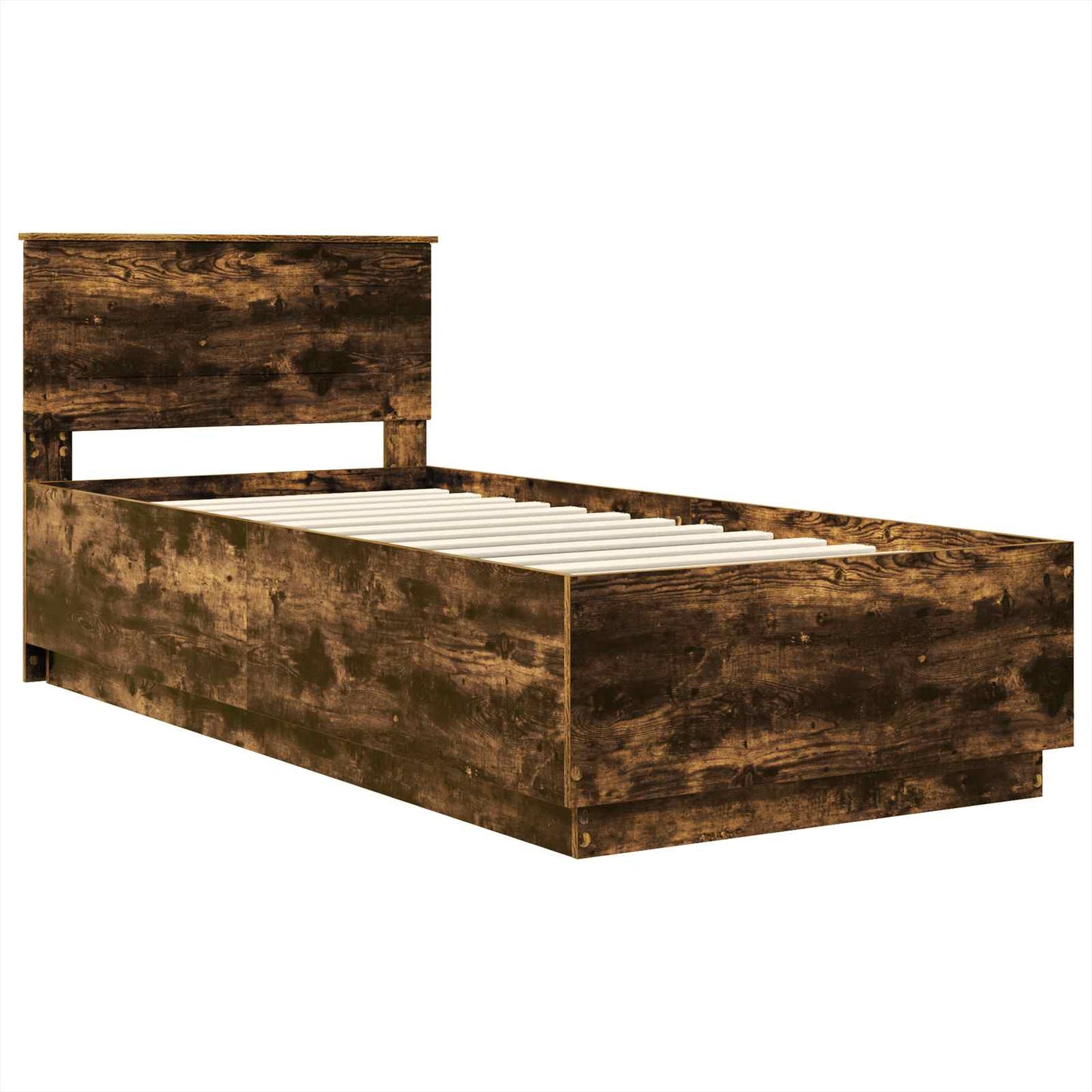 Bed Frame with Headboard Smoked Oak 90 x 200 cm Engineered Wood