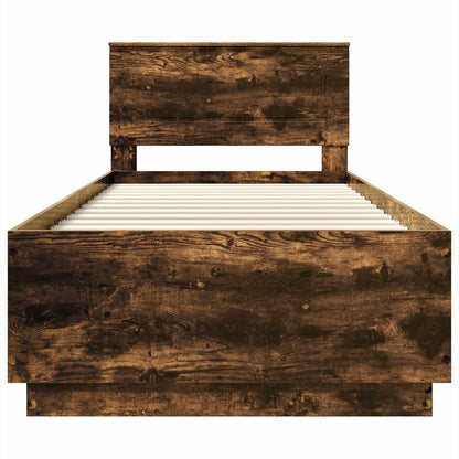 Bed Frame with Headboard Smoked Oak 90 x 200 cm Engineered Wood