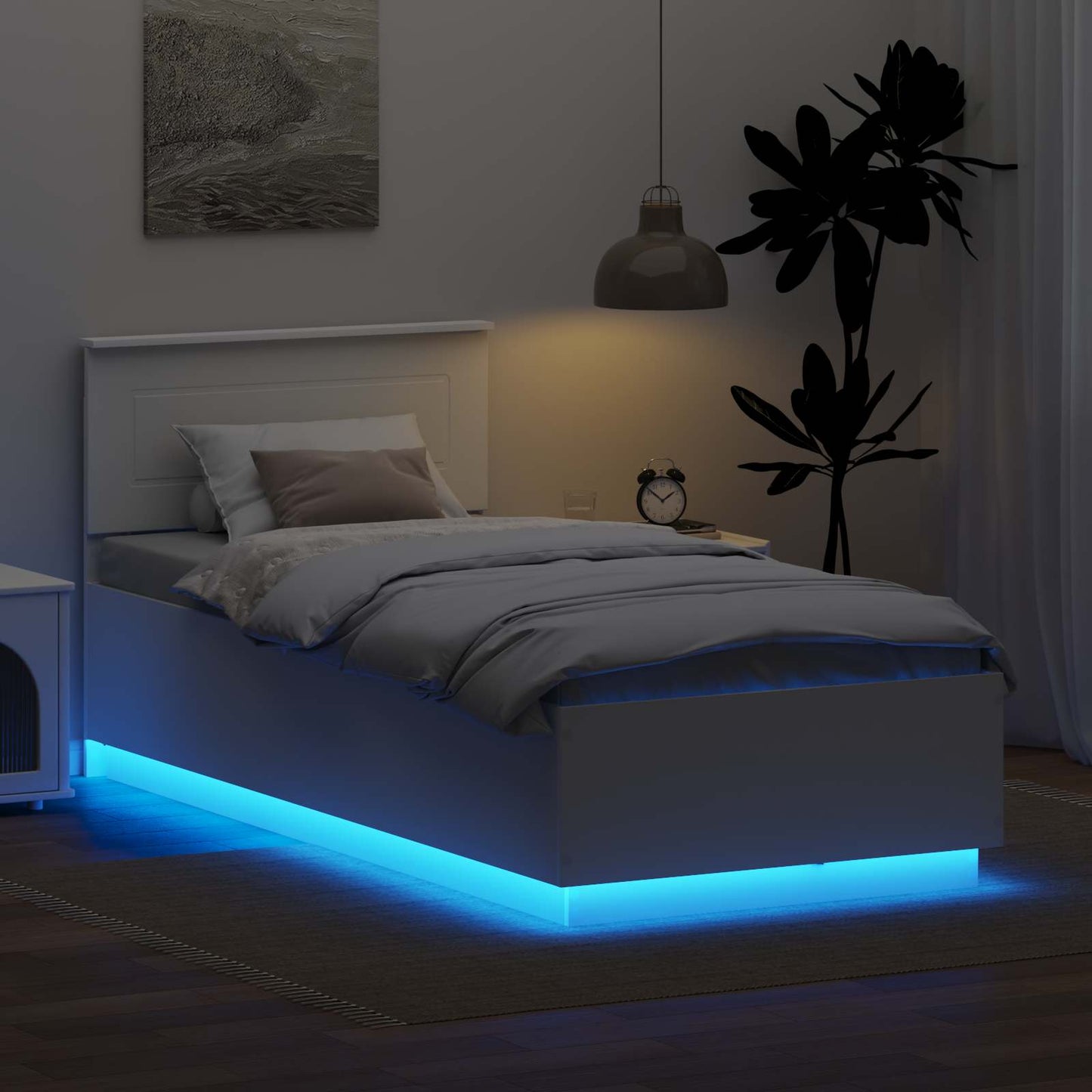 Bed Frame with Headboard White 70 x 190 cm Engineered Wood