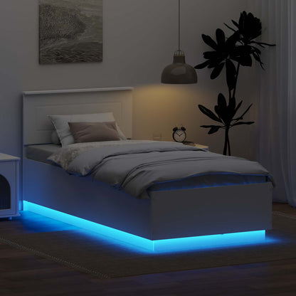 Bed Frame with Headboard White 70 x 190 cm Engineered Wood