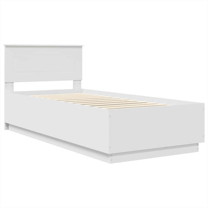 Bed Frame with Headboard White 70 x 190 cm Engineered Wood