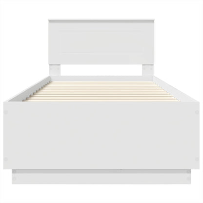 Bed Frame with Headboard White 70 x 190 cm Engineered Wood