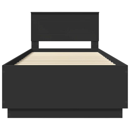 Bed Frame with Headboard Black 70 x 190 cm Engineered Wood
