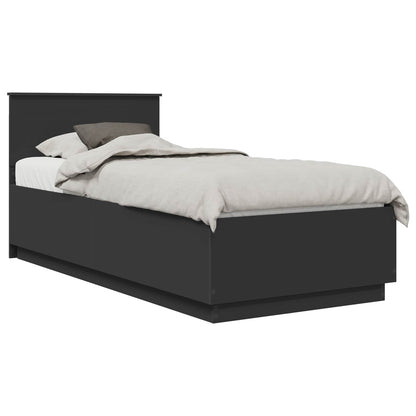 Bed Frame with Headboard Black 70 x 190 cm Engineered Wood