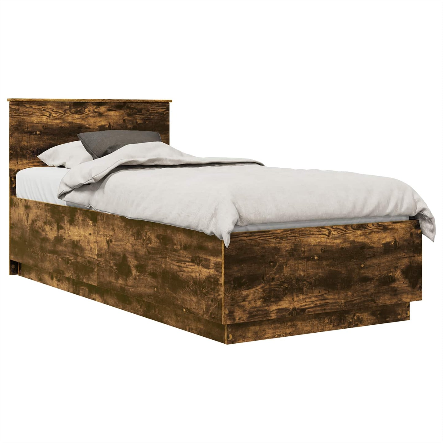 Bed Frame with Headboard Smoked Oak 70 x 190 cm Engineered Wood