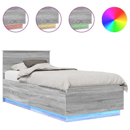 Bed Frame Grey Sonoma 70 x 190 cm Engineered Wood