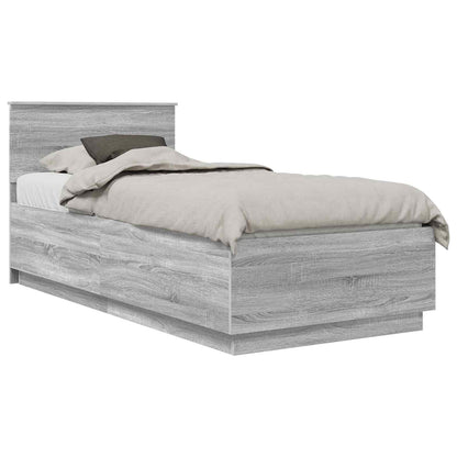Bed Frame Grey Sonoma 70 x 190 cm Engineered Wood
