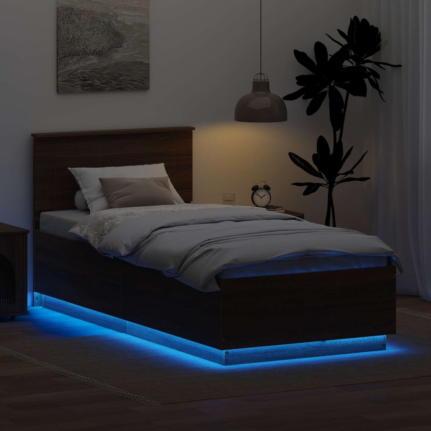 Bed Frame with Headboard Brown Oak 70 x 190 cm Engineered Wood