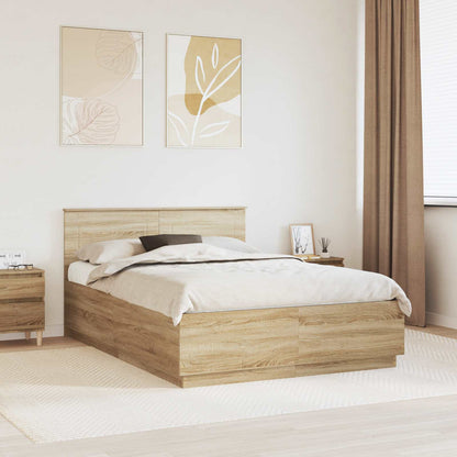 Bed Frame Sonoma Oak 140 x 200 cm Engineered Wood