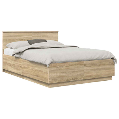 Bed Frame Sonoma Oak 140 x 200 cm Engineered Wood