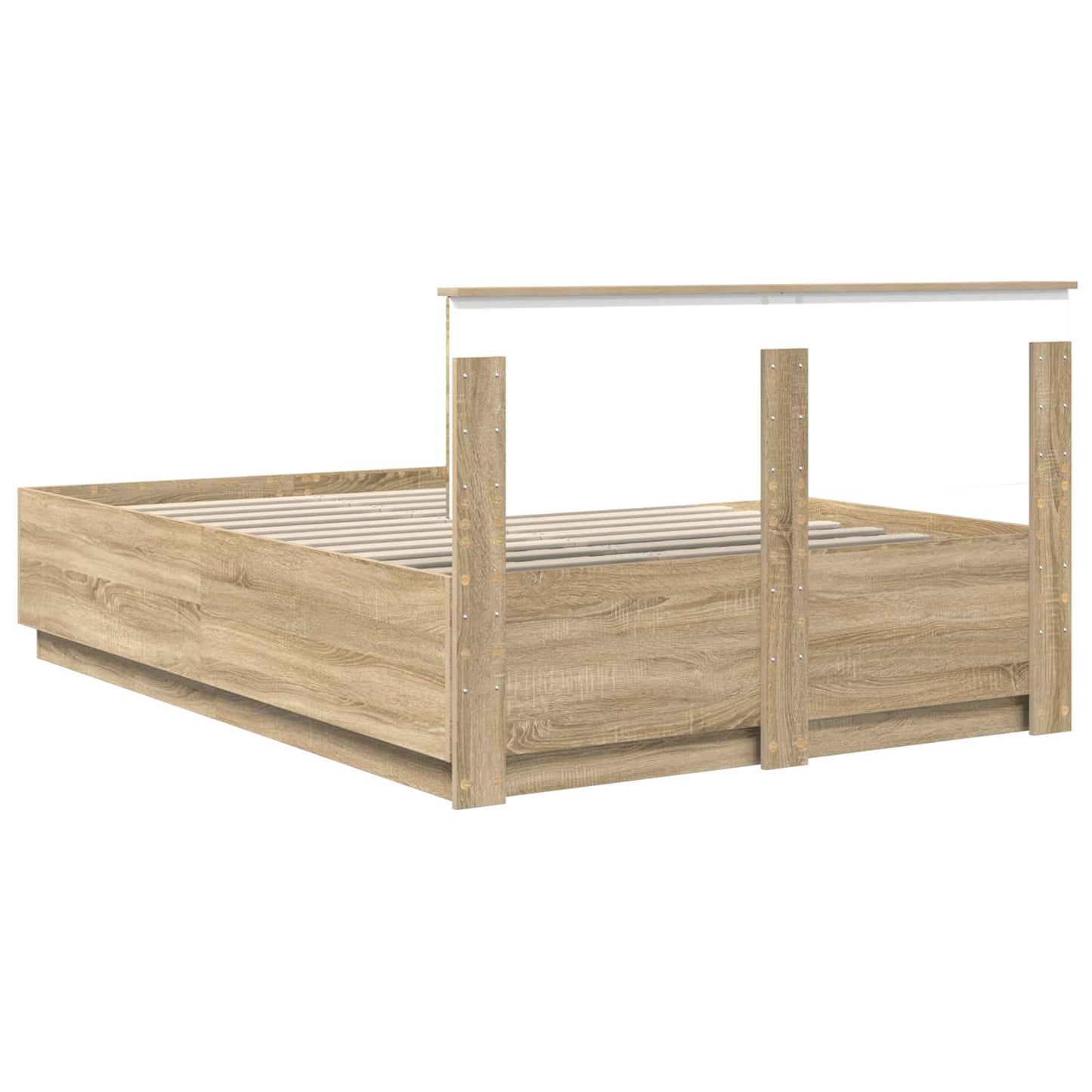 Bed Frame Sonoma Oak 140 x 200 cm Engineered Wood