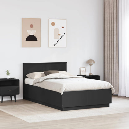 Bed Frame with Headboard Black 120 x 190 cm Engineered Wood