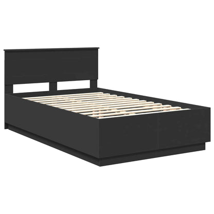 Bed Frame with Headboard Black 120 x 190 cm Engineered Wood