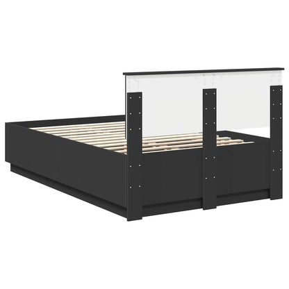 Bed Frame with Headboard Black 120 x 190 cm Engineered Wood