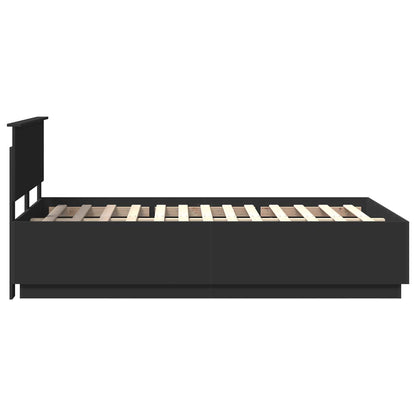 Bed Frame with Headboard Black 120 x 190 cm Engineered Wood