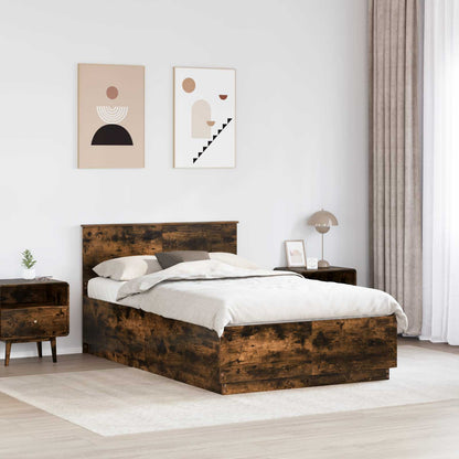 Bed Frame Smoked Oak 120 x 190 cm Engineered Wood