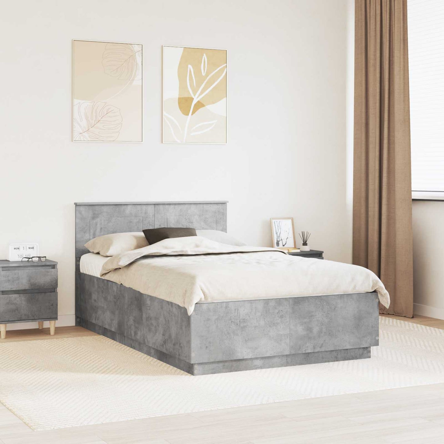 Bed Frame Concrete Grey 120 x 200 cm Engineered Wood