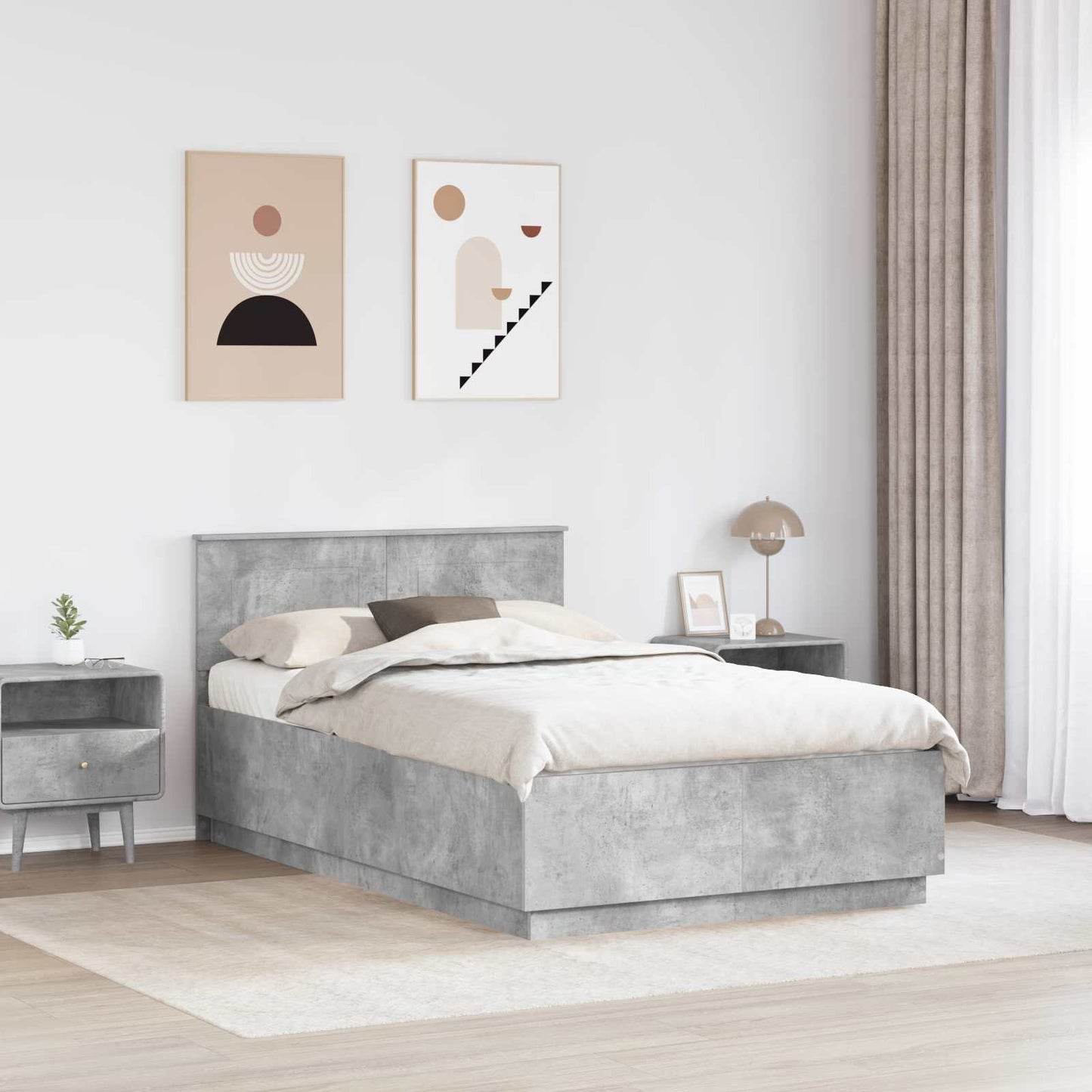 Bed Frame Concrete Grey 120 x 200 cm Engineered Wood